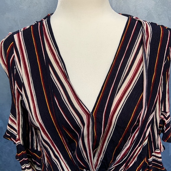 Red | Blue | Yellow Striped Peplum Top - Picture 2 of 10